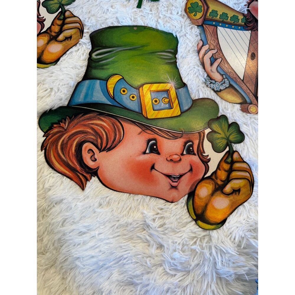 RARE set of 5 vintage St. Patrick's Day Die cut window decorations Beistle 1978 - Picture 4 of 13